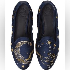 NIB TORY BURCH OLYMPIA EMBROIDERED SATIN LOAFER